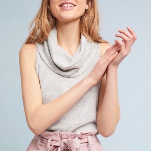 Anthropologie Tops - Vanessa Virginia gray cowl neck sleeveless sweater